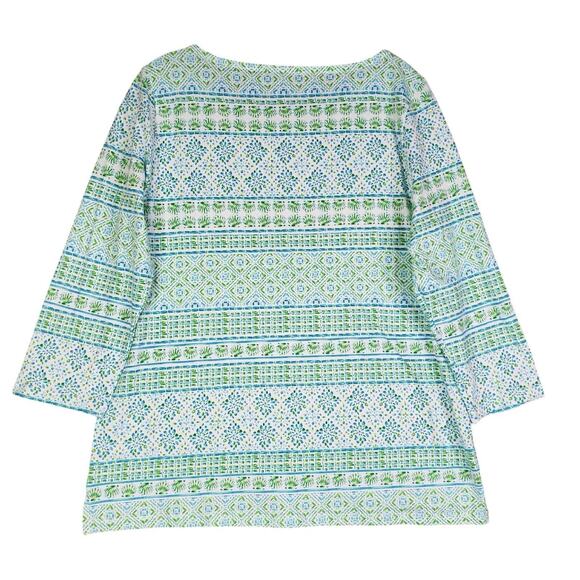 Talbots Tunic Top Size Large L Women’s Popover Blouse Stretch Blue Green - Picture 3 of 8